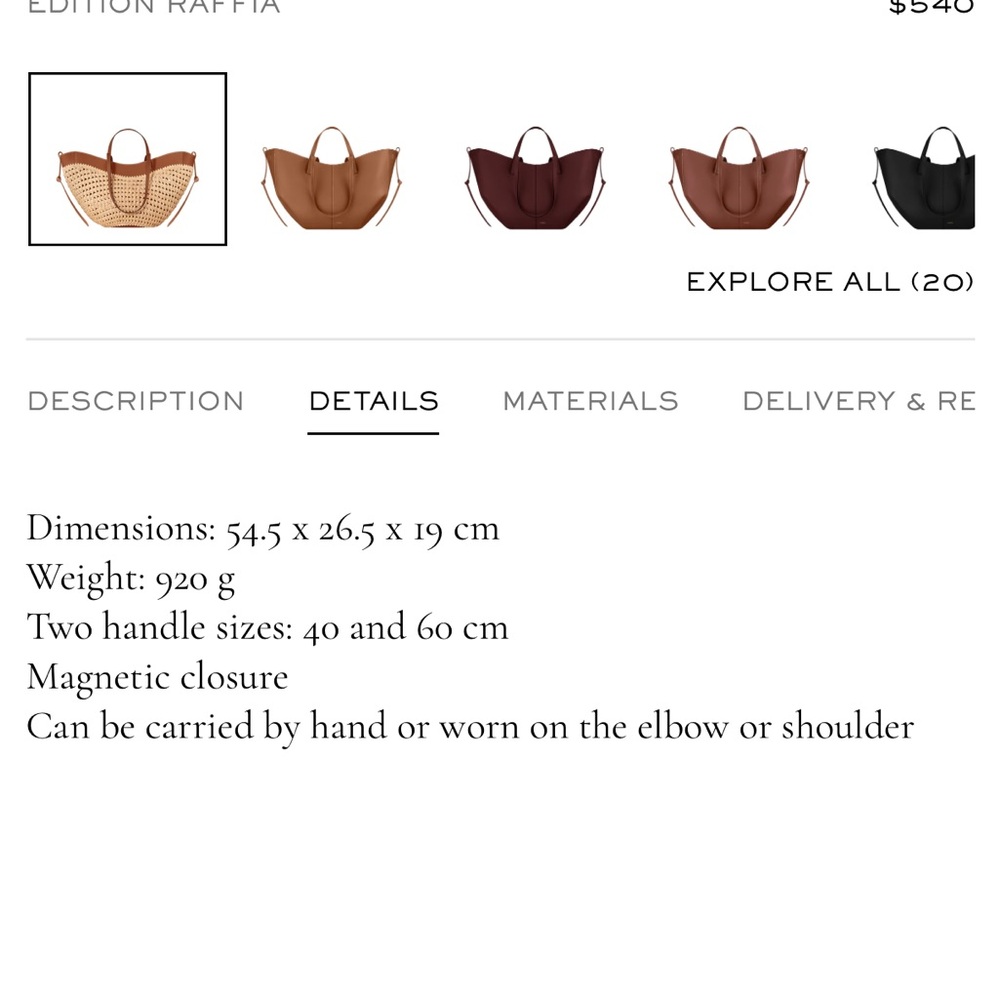 POLENE raffia cyme Tote with Brown Leather Trim - Picture 4 of 4